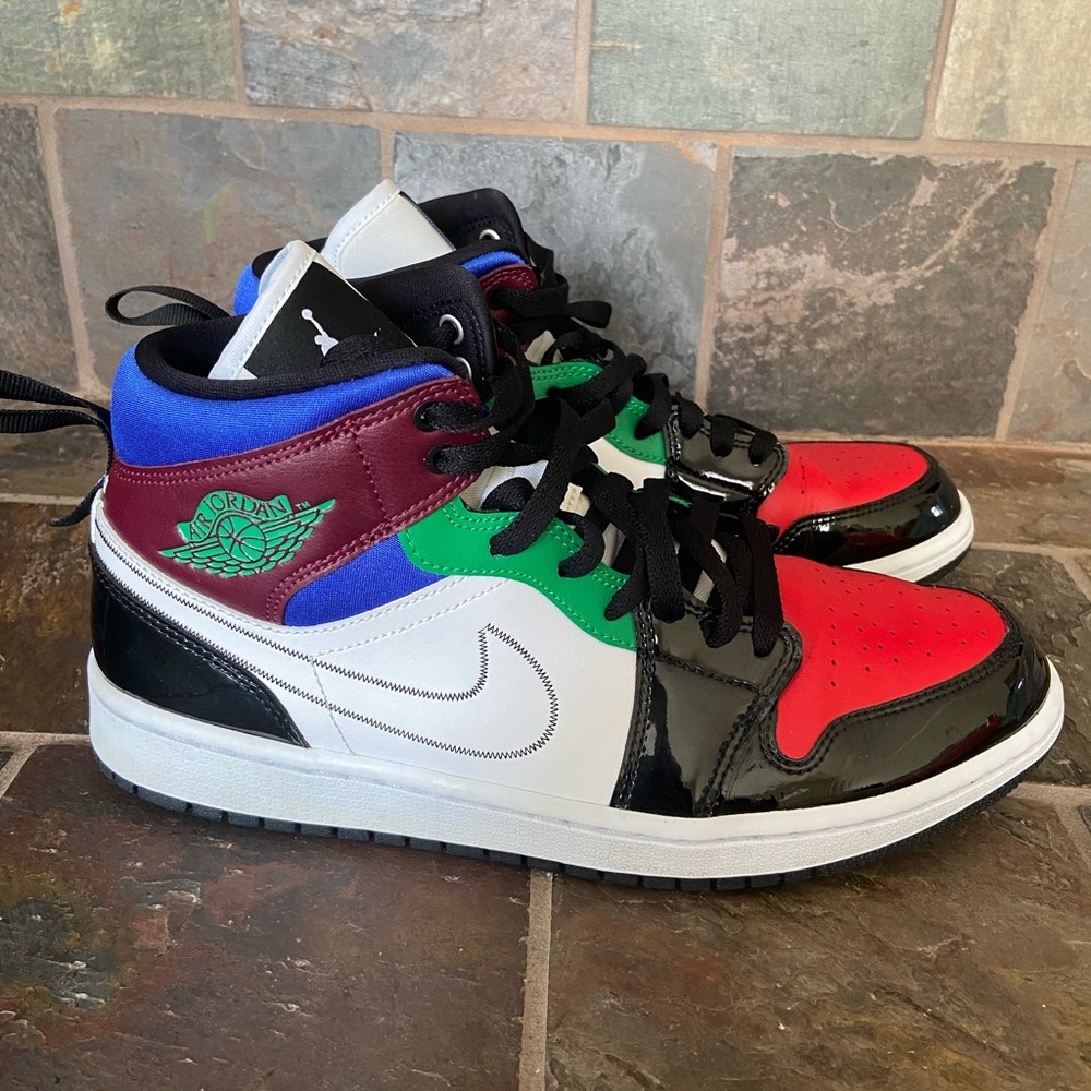 Nike Air Jordan 1 Mid "Black White Multi-color" DB5454-001 2020 in Women